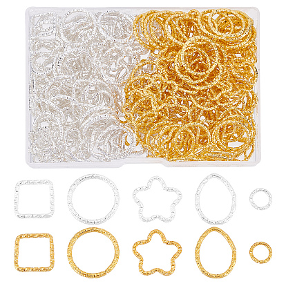 300 pcs 10 styles anneaux de saut ouverts en fer, anneaux de lignes torsadées, formes mixtes