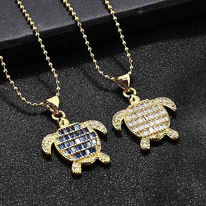 Летние пляжные латунные ожерелья с подвеской в виде черепахи из кубического циркония для женщин, реальный 18 k позолоченный