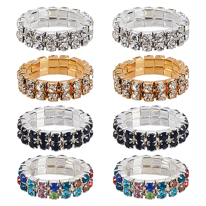 8 шт. 4 цветные эластичные кольца со стразами для женщин