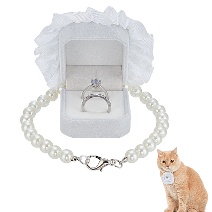 Полиэстеровые стенды для обручальных колец для собак, с ожерельями из жемчуга и железной фурнитурой