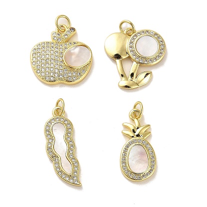 Латунные микропаве прозрачные подвески с фианитом, без кадмия и без свинца, с оболочкой, реальный 18 k позолоченный