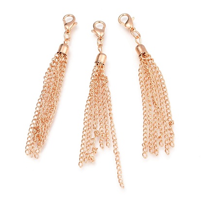 Alloy Lobster Claw Clasps, with Iron Chains Tassels Pendants
