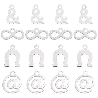 40 pcs 4 style 201 breloques en acier inoxydable, Coupe au laser, marque