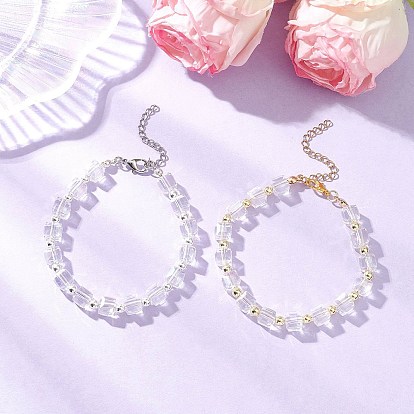 2шт. браслеты из стеклянных бусин для женщин, квадратный, с Гальваническим немагнитных синтетическими гематита бисера, граненые