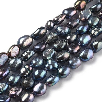 Natural Cultured Freshwater Pearl Beads Strands, Two Sides Polished, Dyed
