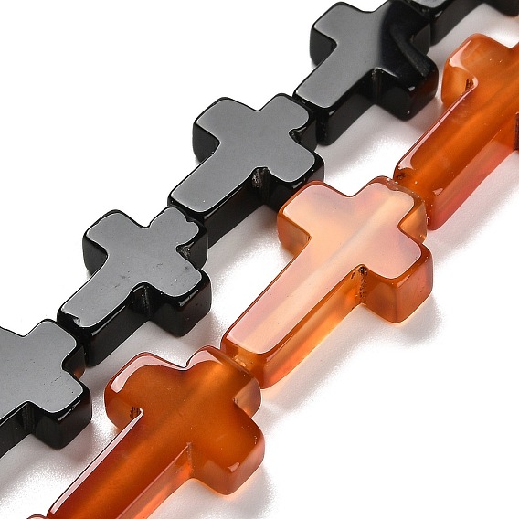 Бусины из натурального агата (окрашенные и нагретые), крестик