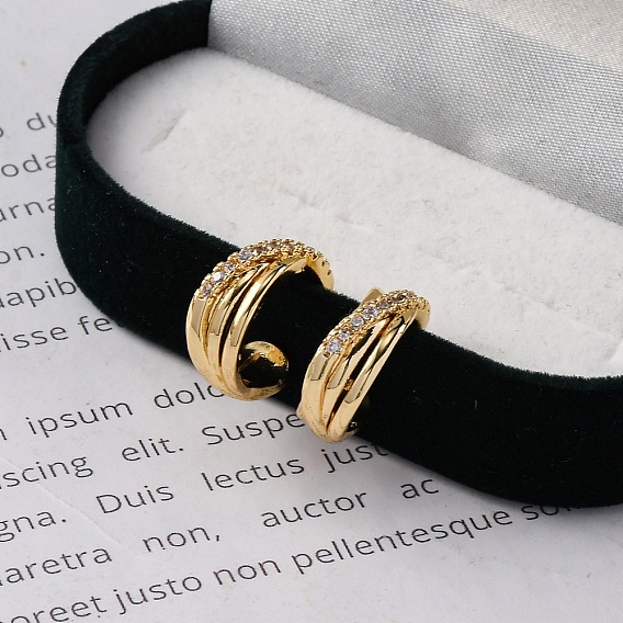 Серьги-манжеты из латуни с микропаве и прозрачным циркониевым покрытием для женщин, без кадмия и без свинца, долговечный