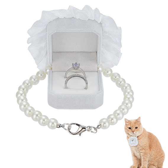 Полиэстеровые стенды для обручальных колец для собак, с ожерельями из жемчуга и железной фурнитурой