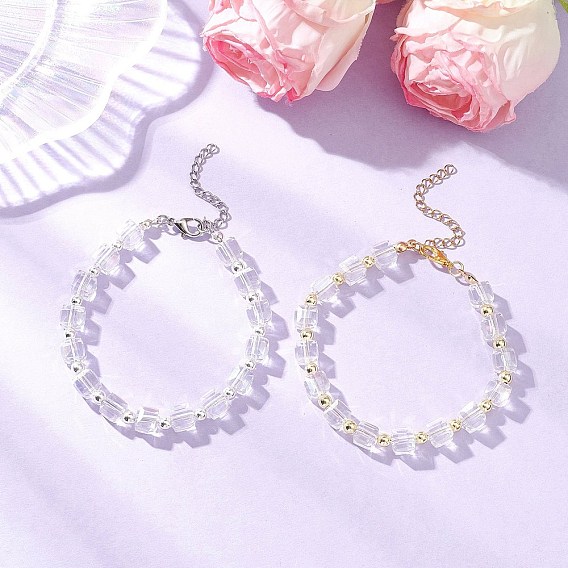 2шт. браслеты из стеклянных бусин для женщин, квадратный, с Гальваническим немагнитных синтетическими гематита бисера, граненые