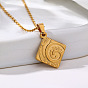 304 Stainless Steel Spiral Rhombus Pendant Necklaces for Unisex
