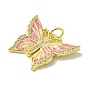 Butterfly Brass Enamel Micro Pave Cubic Zirconia Pendants, Real 18K Gold Plated, with Jump Ring