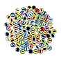Printed Transparent Glass Cabochons, Half Round with Eye Pattern