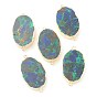 Natural Azurite Pendants, with Golden Brass Edges, Oval