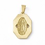 304 Stainless Steel Pendants, with Crystal Rhinestone, Octagon with Virgin Mary