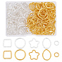 300Pcs 10 Styles Iron Open Jump Rings, Twisted Lines Rings, Mixed Shapes