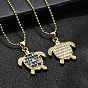 Летние пляжные латунные ожерелья с подвеской в виде черепахи из кубического циркония для женщин, реальный 18 k позолоченный