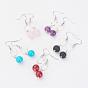 Edelstein Perle Ohrringe, mit Messingring und Messingohrhaken, Platin Farbe