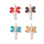 Подвески-соединители из стеклянных бусин в виде стрекозы, с экологически чистой медной проволокой