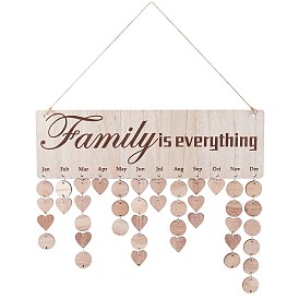Wooden Family Birthday Reminder Calendar Hanging Board for Important Dates, Gifts for Mother/Grandma/Dad/Fathers Day