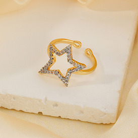 Элегантные полые звездочки латунные манжеты с микропаве из кубического циркония для женщин