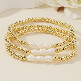3 штук наборы браслетов из пресноводного жемчуга, с бисерными украшениями ручной работы для изысканного стиля