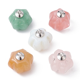 Mixed Gemstone Pumpkin Charms, with Platinum Plated Brass Pendant Bails