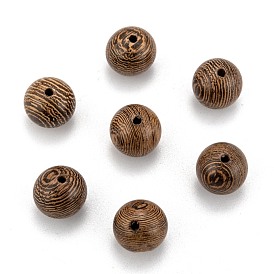 Natural Wenge Wood Beads, Undyed, Round