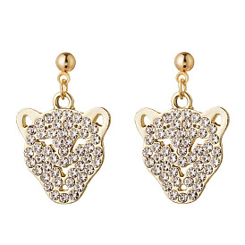 Rhinestone сплава болтаться серьги, леопард головы