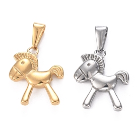 Pendentifs en acier inoxydable, cheval de bois