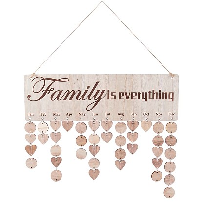 Wooden Family Birthday Reminder Calendar Hanging Board for Important Dates, Gifts for Mother/Grandma/Dad/Fathers Day