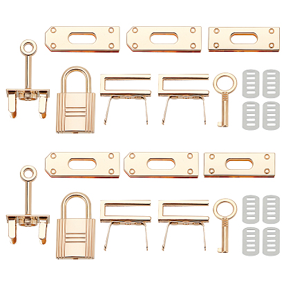 2 наборы набор застежек для сумок из сплава, фурнитура для закрытия кошелька, с железной прокладкой