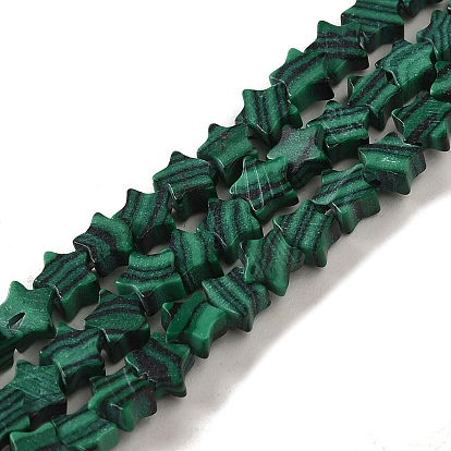 Perles synthétiques malachite brins, étoiles