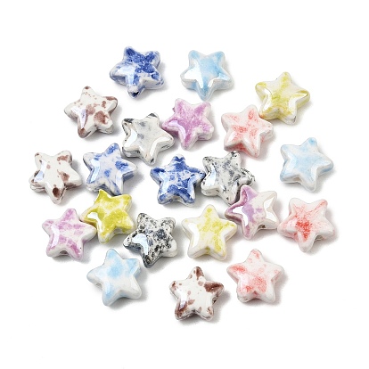 Perles en porcelaine manuelles, étoiles, porcelaine émaillée lumineux