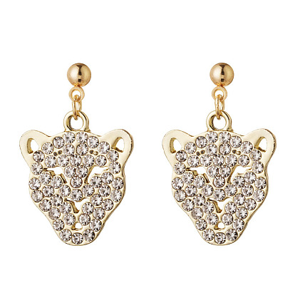 Rhinestone сплава болтаться серьги, леопард головы