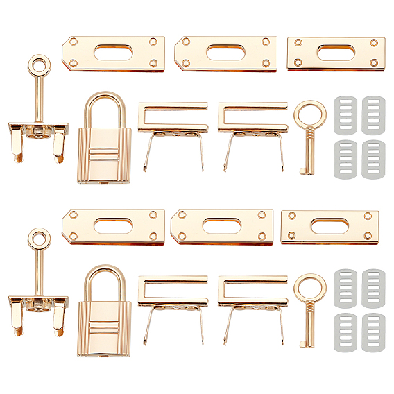 2 наборы набор застежек для сумок из сплава, фурнитура для закрытия кошелька, с железной прокладкой