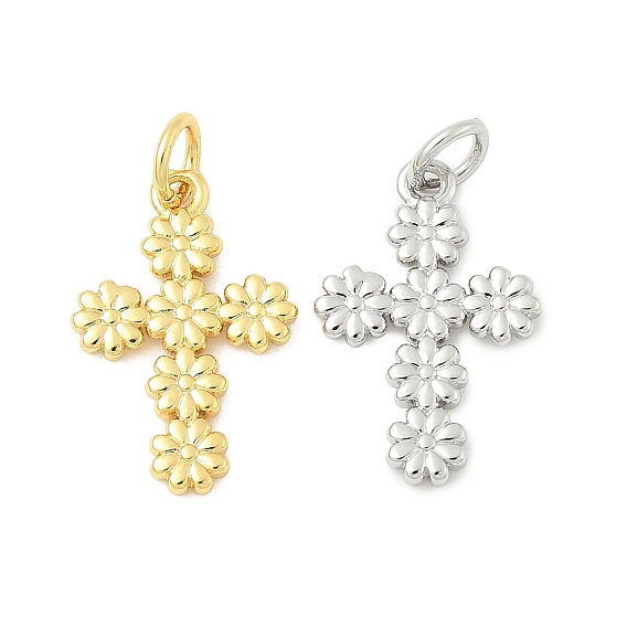 Латунные подвески, подвески крест и цветок, стойки покрытие, долговечный, без кадмия и без свинца, с целью перехода в кольце