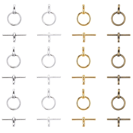 Tibetan Style Alloy Toggle Clasps, Lead Free & Cadmium Free, Donut