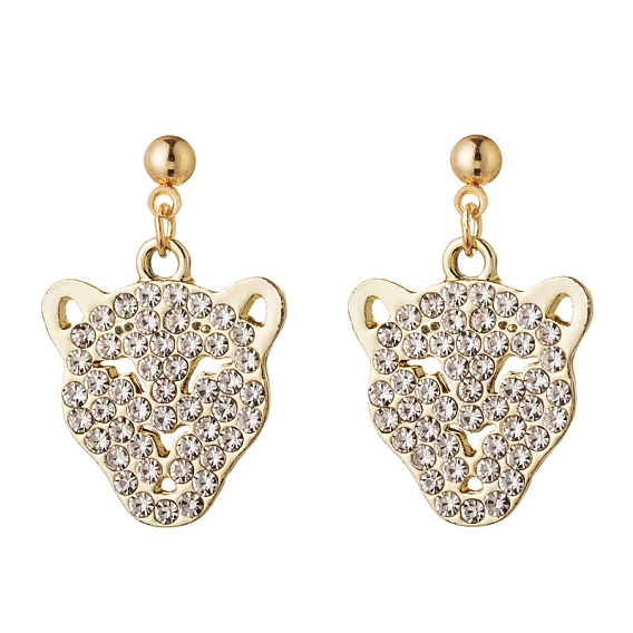 Rhinestone сплава болтаться серьги, леопард головы