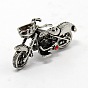 Retro Men's 304 Stainless Steel Mini 3D Motorcycle Pendants, with Rhinestones, 46x24x14mm, Hole: 7x4mm