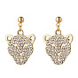 Rhinestone сплава болтаться серьги, леопард головы