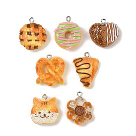 Непрозрачные подвески смолы, имитировать хлеб, с платиново-железными петлями