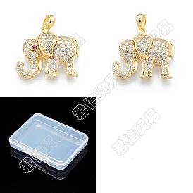 8 Stück 2 Farben Ionenplattierung (IP) Messing Micro Pave Zirkonia Anhänger, echt 18 k vergoldet, Elefant