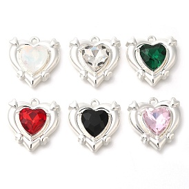 Rack Plating Alloy Pendants, with Rhinestone, Heart