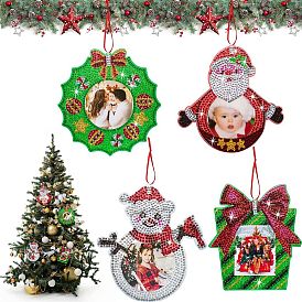 DIY Christmas Hanging Photo Frame Diamond Painting Kits, Including Resin Rhinestones Bag, Diamond Sticky Pen, Tray Plate and Glue Clay