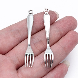 10Pcs Tibetan Style Zinc Alloy Pendants, Fork