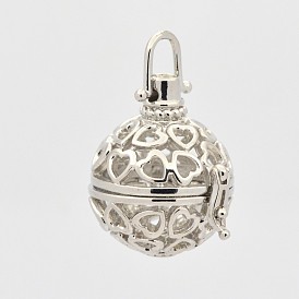 Филигранные сердечные круглые подвески из латунной клетки, для ожерелья