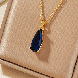 Элегантные латунные паве стеклянные модные ожерелья с подвесками в виде капель воды, идеальный подарок на день святого валентина, золотые