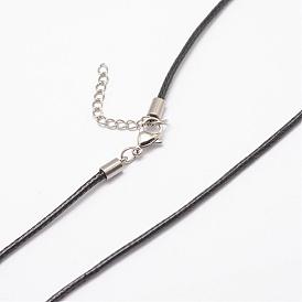 Waxed Cord Necklace Making, with Stainless Steel Lobster Claw Clasps, 18.89 inch , 2mm