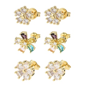 Серьги-гвоздики из латуни с микропаве и кубическим цирконием