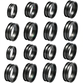 16 шт. 8 стили 201 нержавеющая сталь рифленые кольца для пальцев, кольцевой сердечник, для изготовления инкрустации